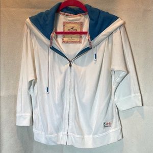 White and blue hooded jacket